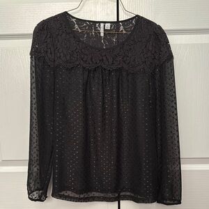 Black Lace Detail Women's Top